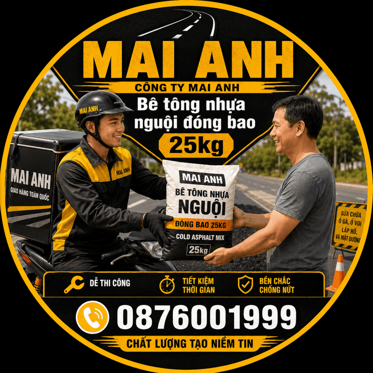 Công nhân Mai Anh thi công sửa chữa mặt đường