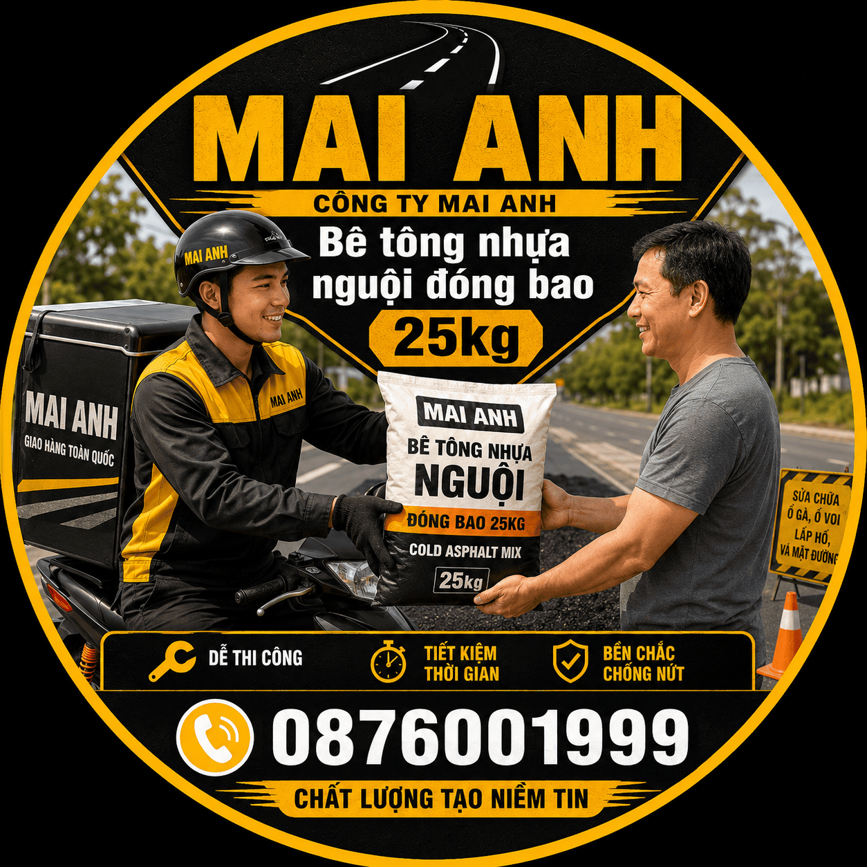 Công nhân Mai Anh thi công sửa chữa mặt đường