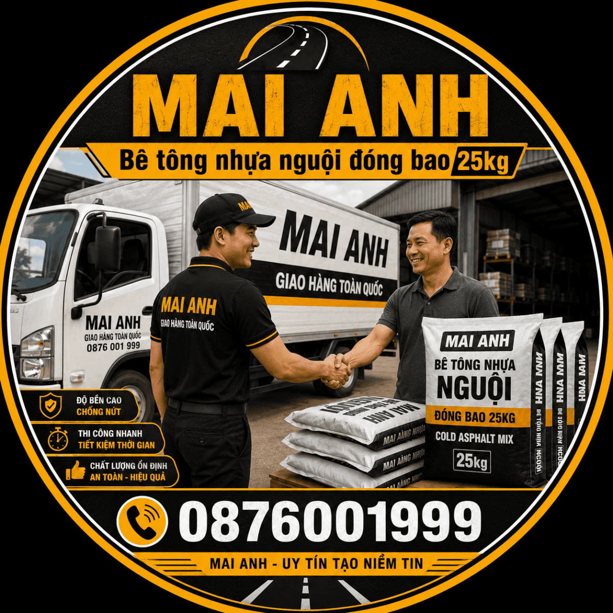 Thi công bê tông nhựa nguội đóng bao 25kg