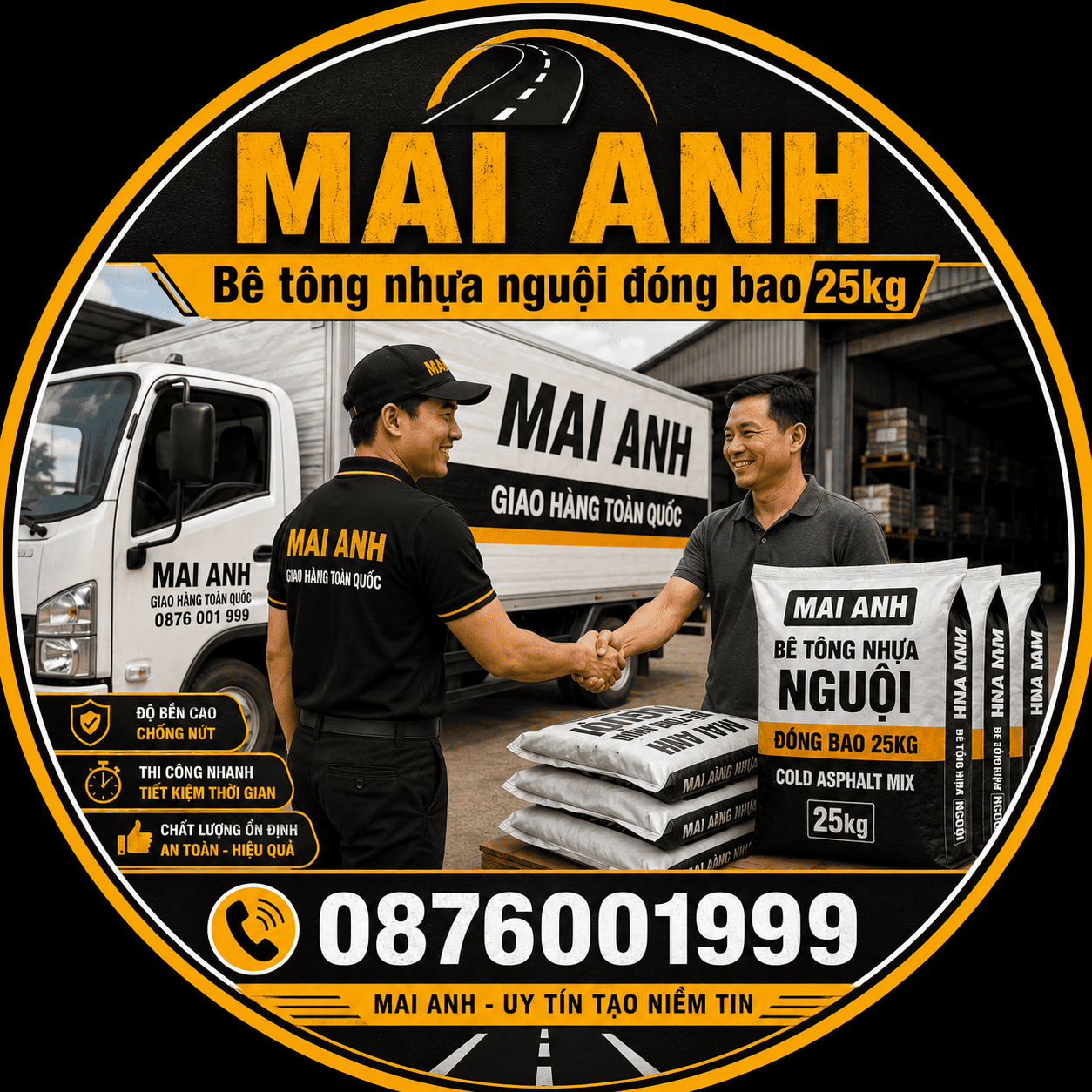 Thi công bê tông nhựa nguội đóng bao 25kg
