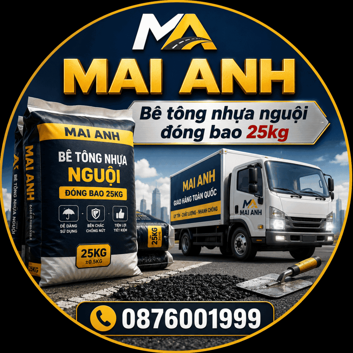 Xe giao hàng bê tông nhựa nguội của Mai Anh