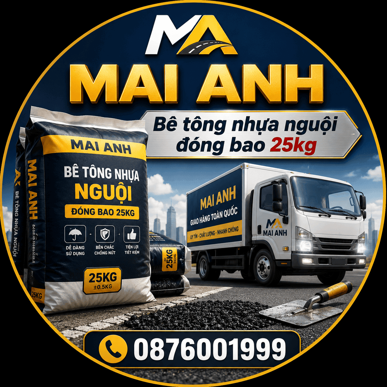 Xe giao hàng bê tông nhựa nguội của Mai Anh