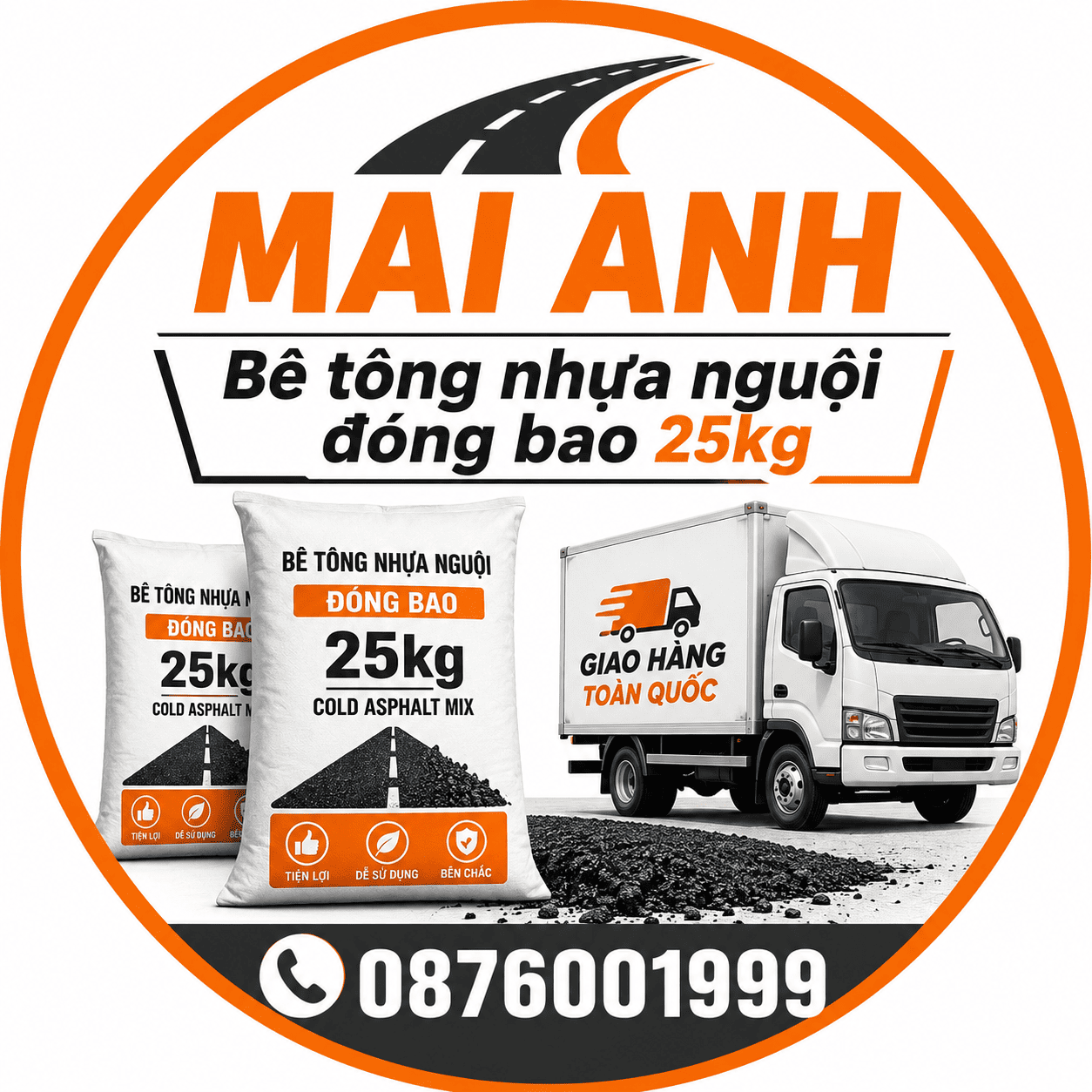 Bê tông nhựa nguội 25kg giao tận công trình